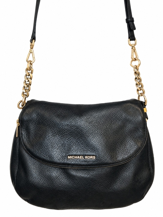 Michael Kors Handbags - Michael Kors Bedford Crossbody Zip Flap Large Pebbled Leather Black Purse